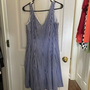 NINE WEST Blue Gingham Sleeveless Dress